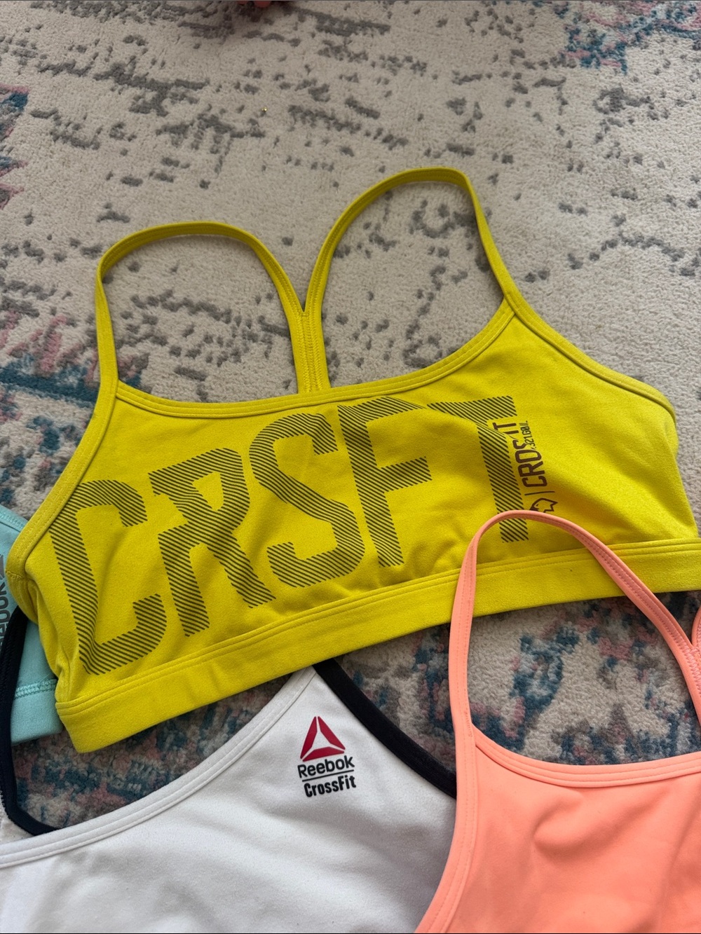 Reebok Women's Sports Bra Pack - Purple, Aqua, Coral, White & Yellow - Picture 5 of 6